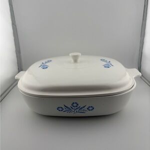 Vintage Corningware Blue Cornflower 10” Casserole Dish with Blue Cornflower Lid